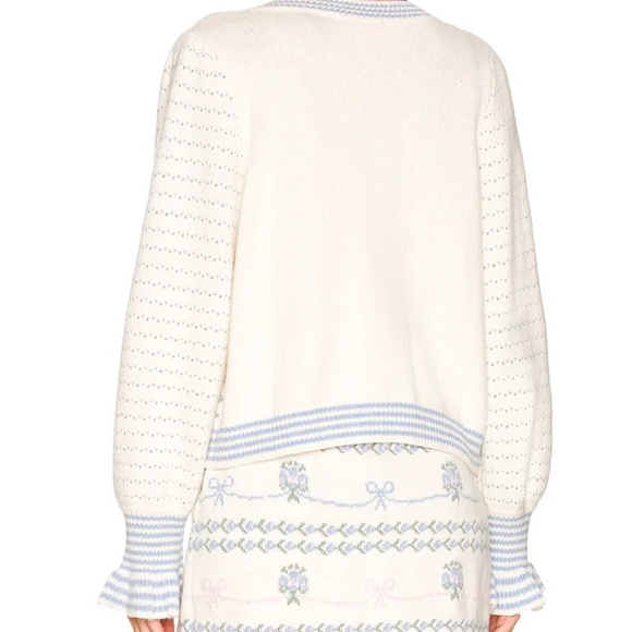 Women’s The Angeline Floral White Multi Button Front Sweater sz med bust 40.9” - Picture 6 of 7